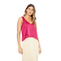 JACINTA TIENDA - Polera Sara sin mangas satin fucsia