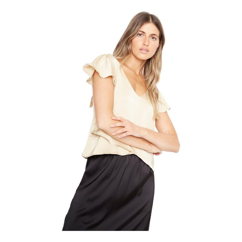 JACINTA TIENDA - Polera Sara manga corta satin dorada Jacinta Tienda