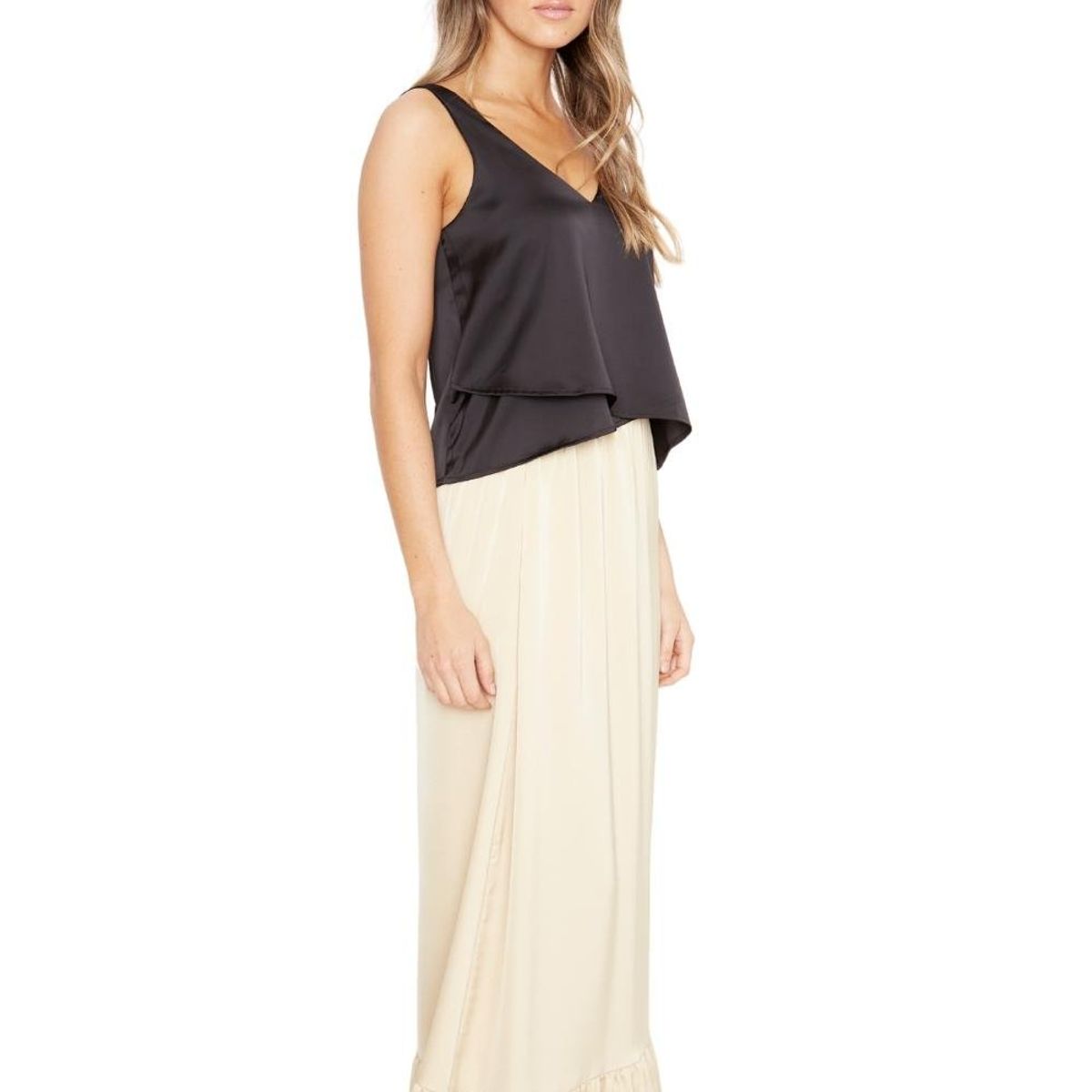 JACINTA TIENDA - Polera Sara sin mangas satin negra Jacinta Tienda