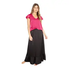 JACINTA TIENDA - Polera Sara manga corta satin fucsia
