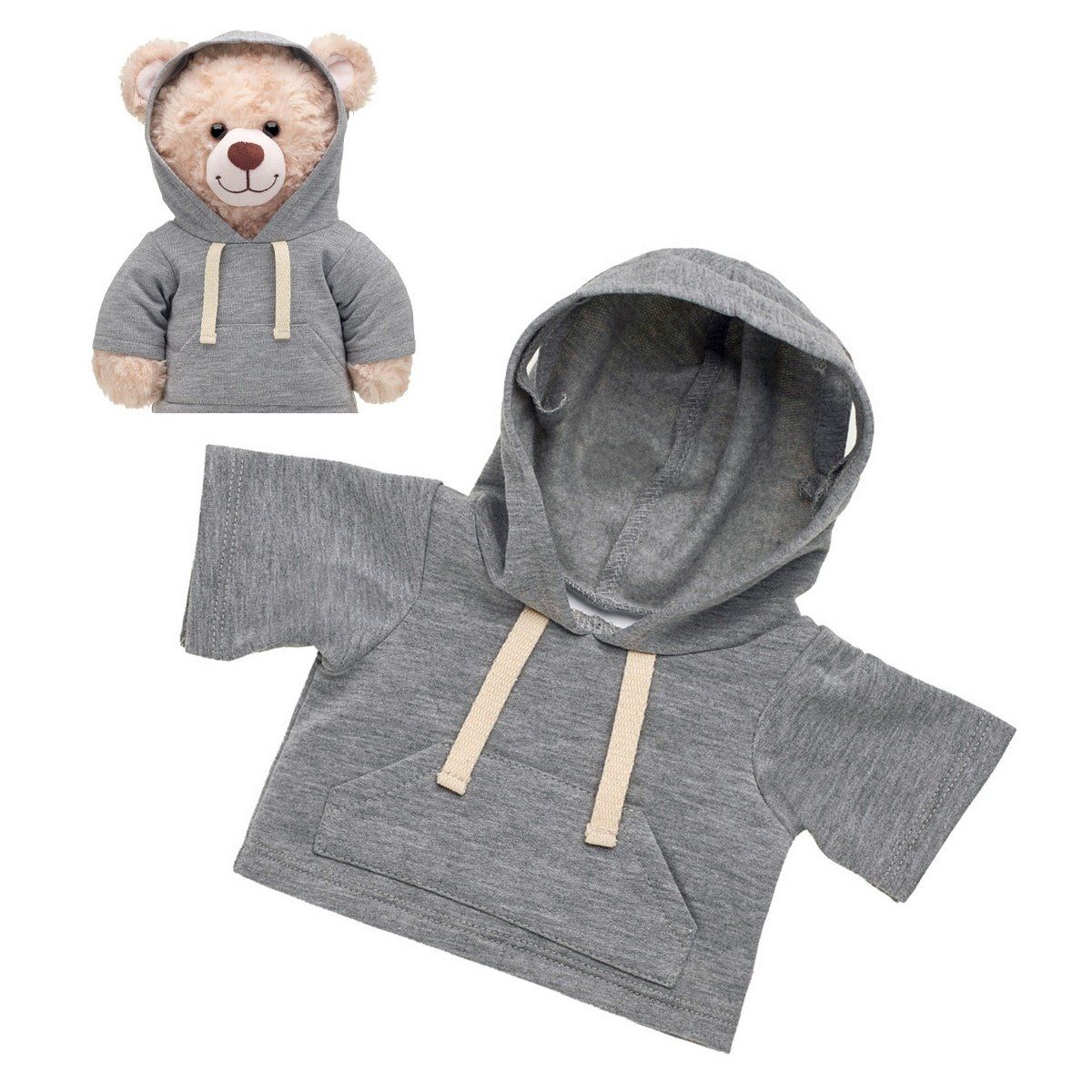 BUILD A BEAR - Poleron Gris Con Gorro Build-A-Bear