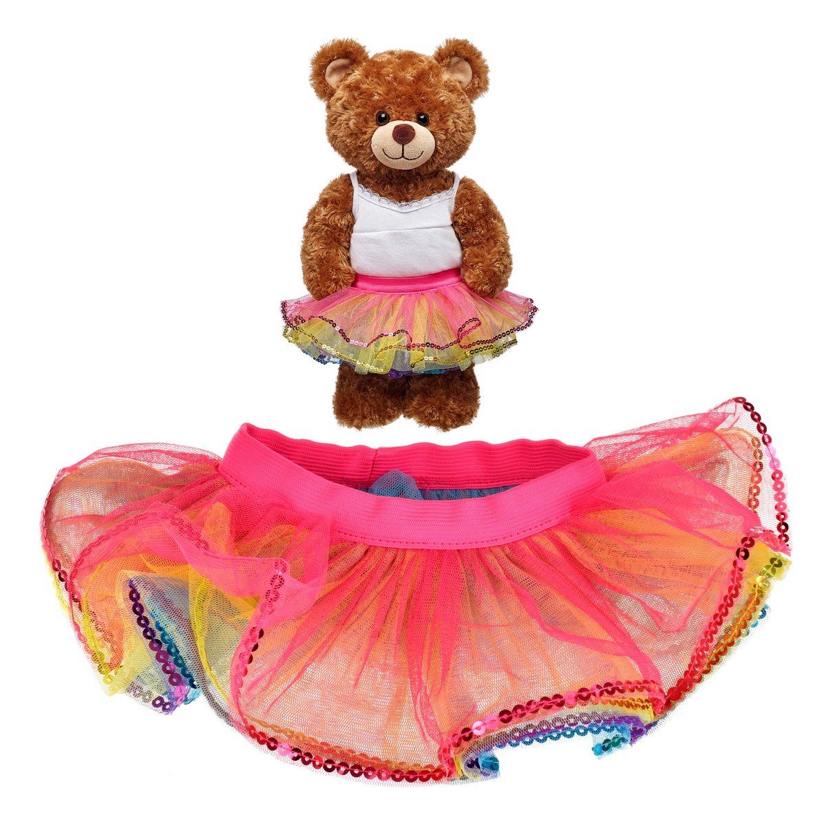 BUILD A BEAR - Tutú arcoíris Build a Bear con lentejuelas brillantes