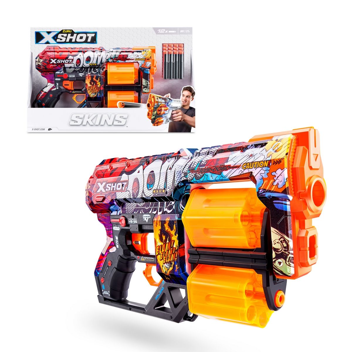 X-SHOT - Lanzador de dardos X SHOT Dread Skins 12 dardos