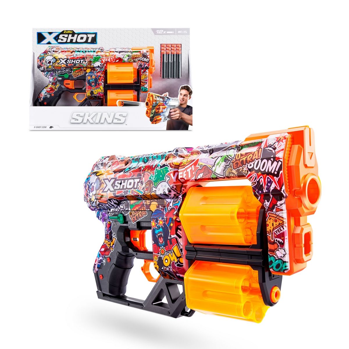 X-SHOT - Lanzador de dardos X SHOT Dread Skins con 12 dardos - SKETCH