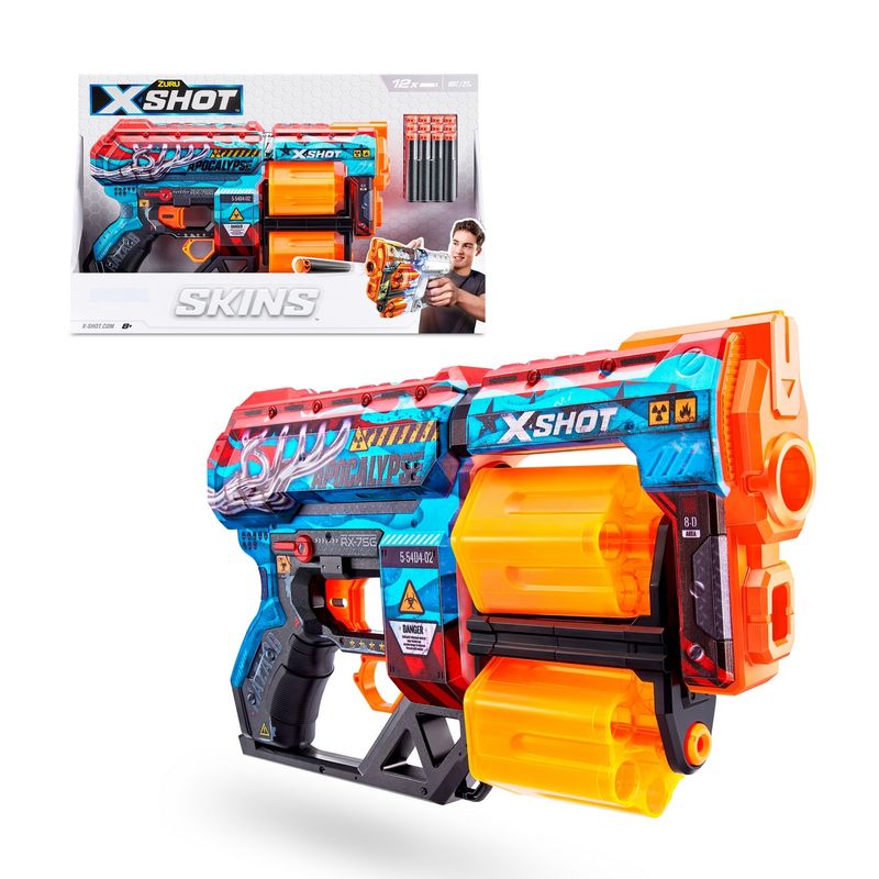 X-SHOT - Lanza Dardos Dread Skins Con 12 Dardos X-Shot - Apocalypse