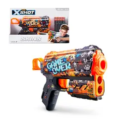 X-SHOT - Lanza Dardos Flux Skins Con 8 Dardos - Game Over