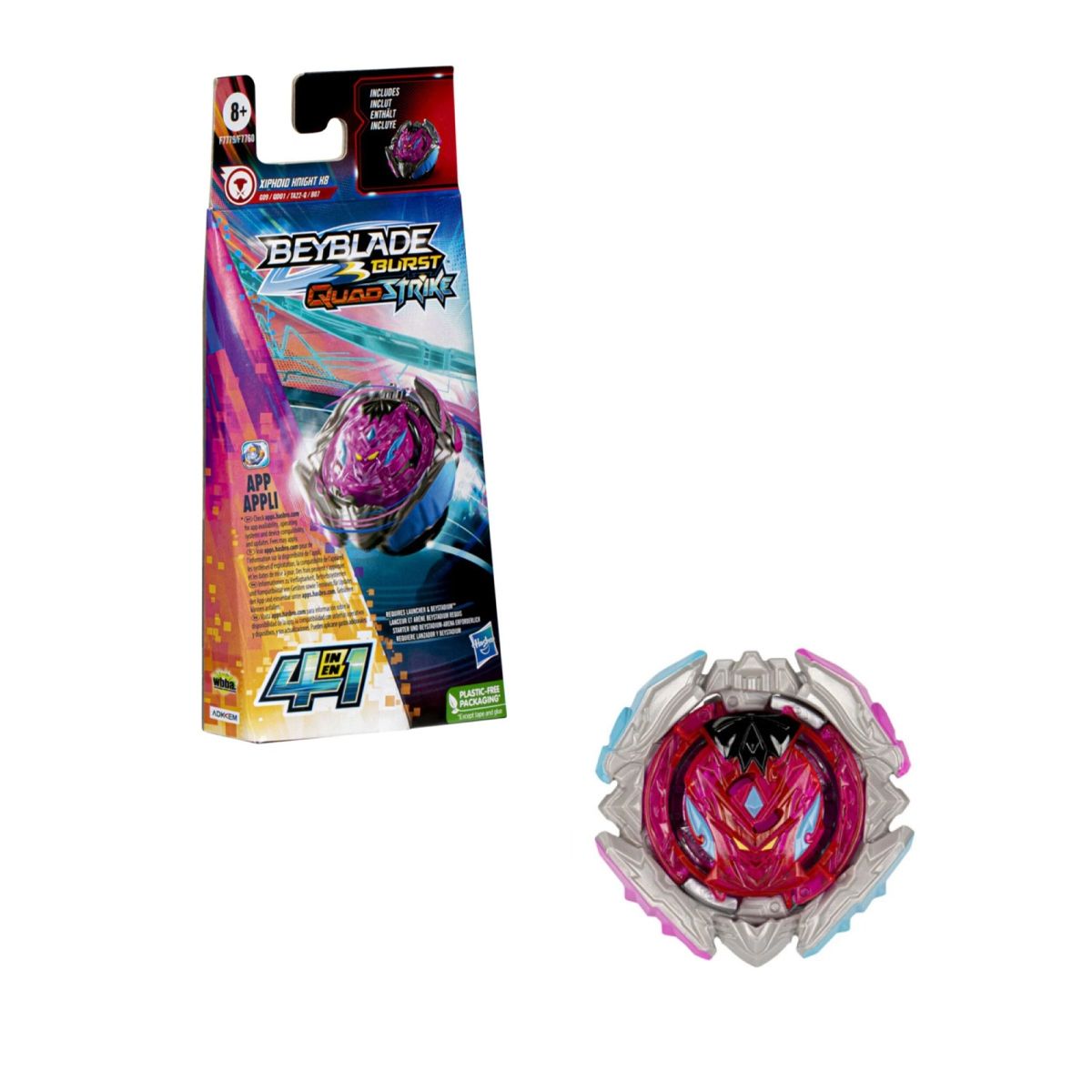 BEYBLADE - Pista Beyblade QuadStrike Xiphoid Knight con 4