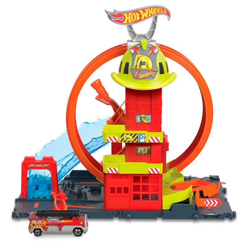 HOT WHEELS - Hot Wheels City Pista De Juguete Súper Estación De Bomberos