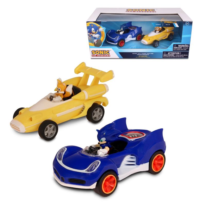 SONIC - Pack 2 Autos Pull Back De 10 Cms Sonic - Sonic Y Tails