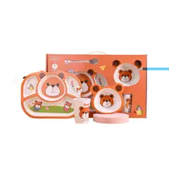 BABYLUNA - Set de Platos para Comer de Bambú para Bebé Diseño Oso