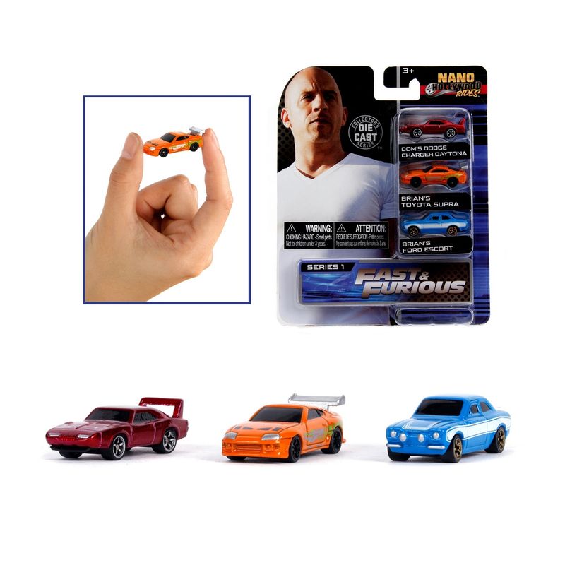 JADA TOYS - Pack 3 Autos Nano De 4 Cm Fast & Furious
