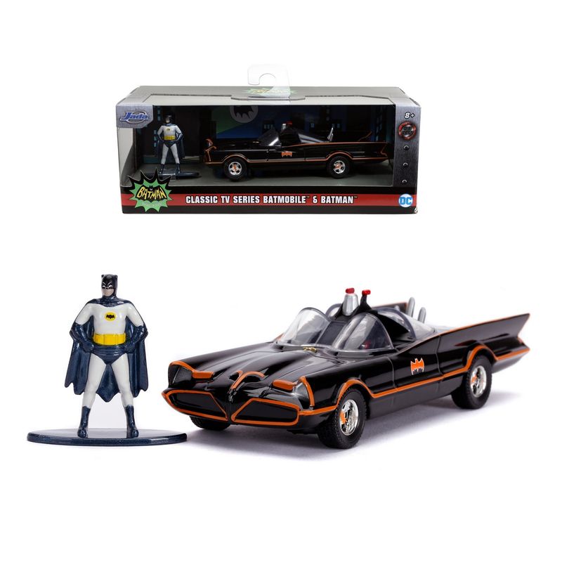 DC COMICS - Batimóvil Clásico 1966 Escala 1:32 Con Figura Batman De 4 Cm