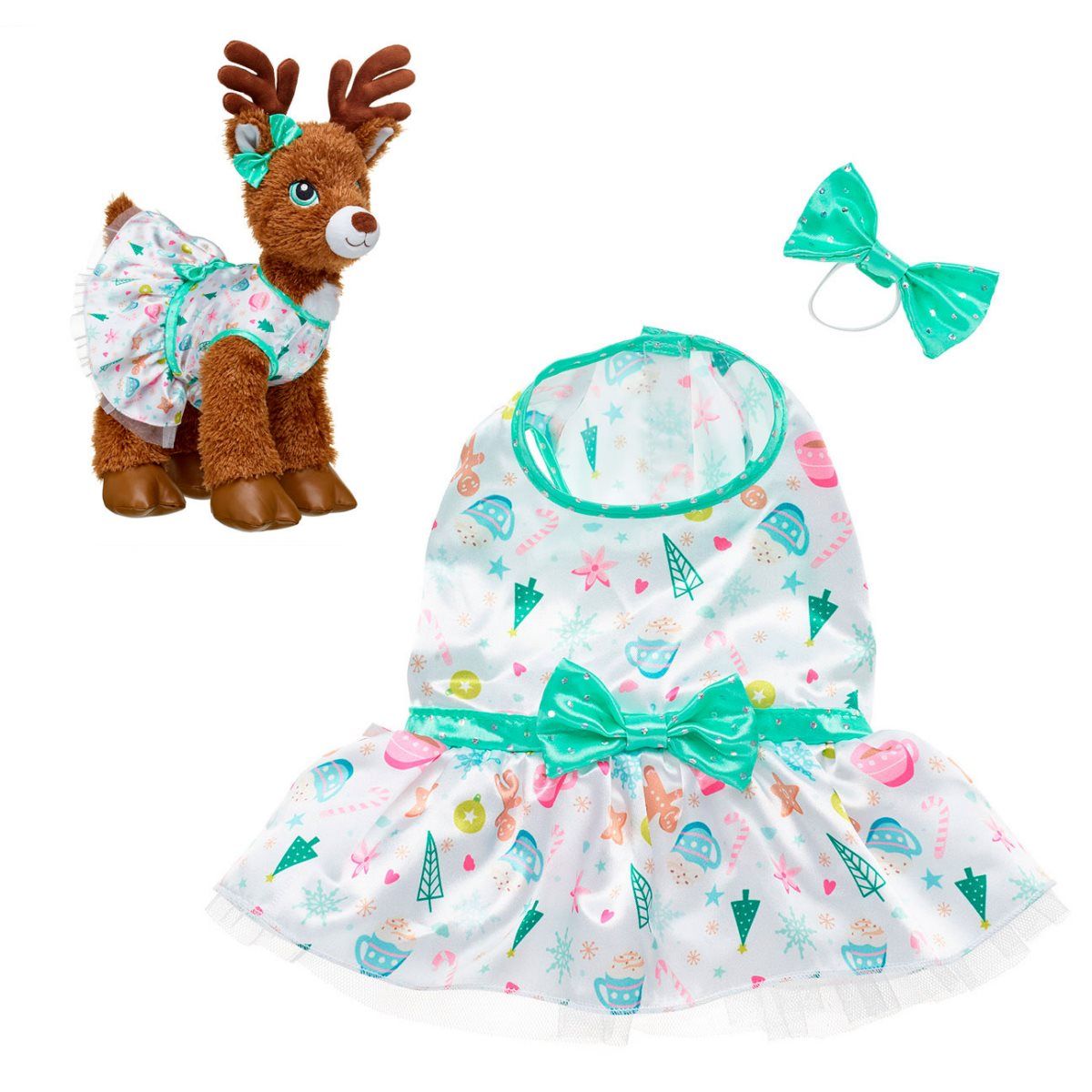 BUILD A BEAR - Vestido Blanco Estampado Galletas Merry Mission Build-A-Bear