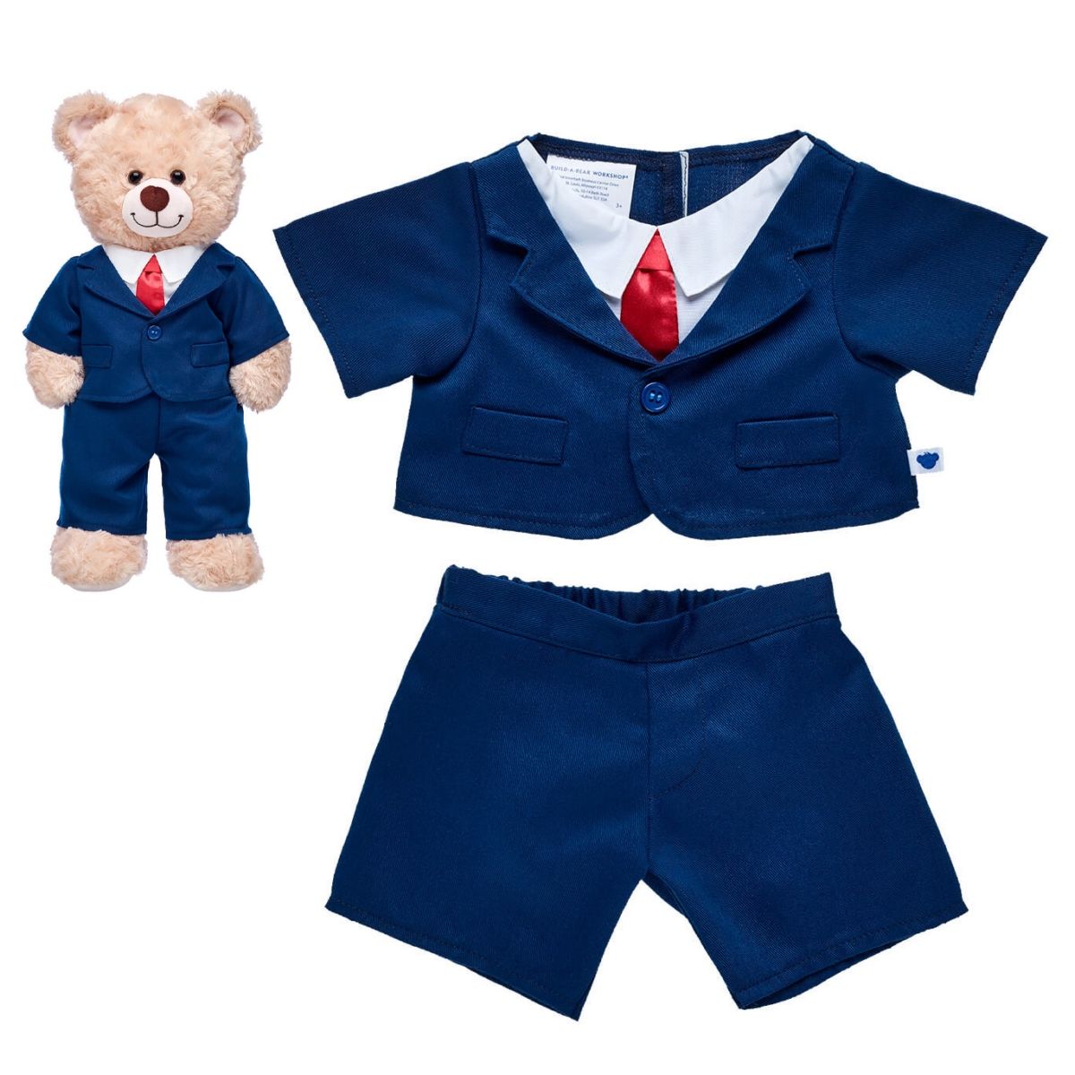 BUILD A BEAR - Traje de negocios Build a Bear azul marino con corbata roja