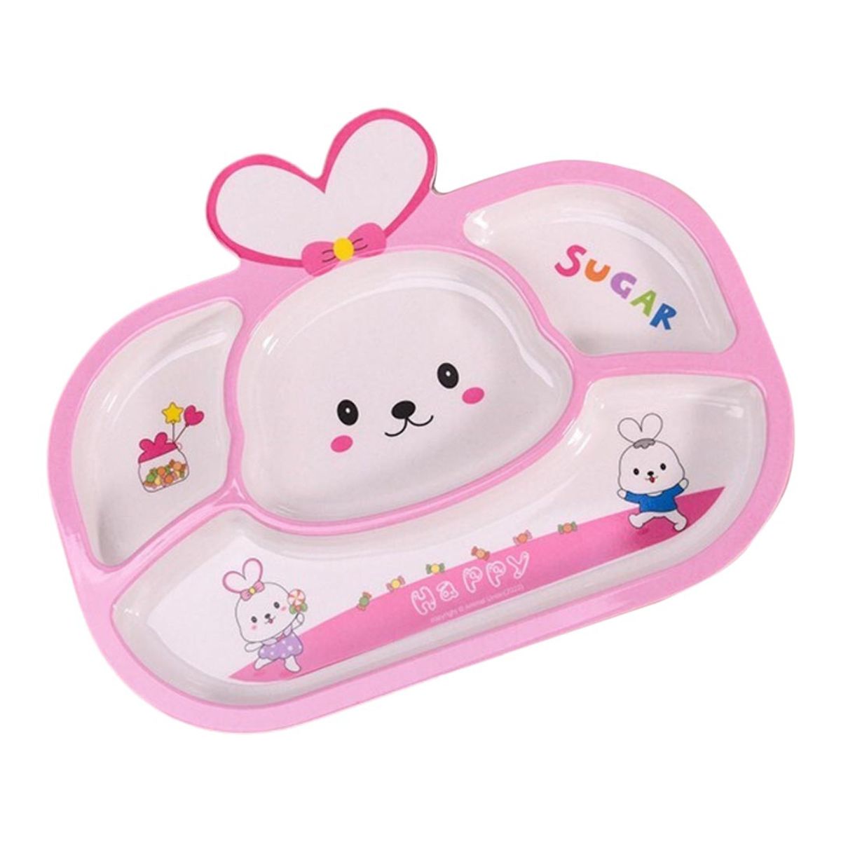 BABYLUNA - Set de Platos para Comer de Bambú para Bebé Diseño Conejito