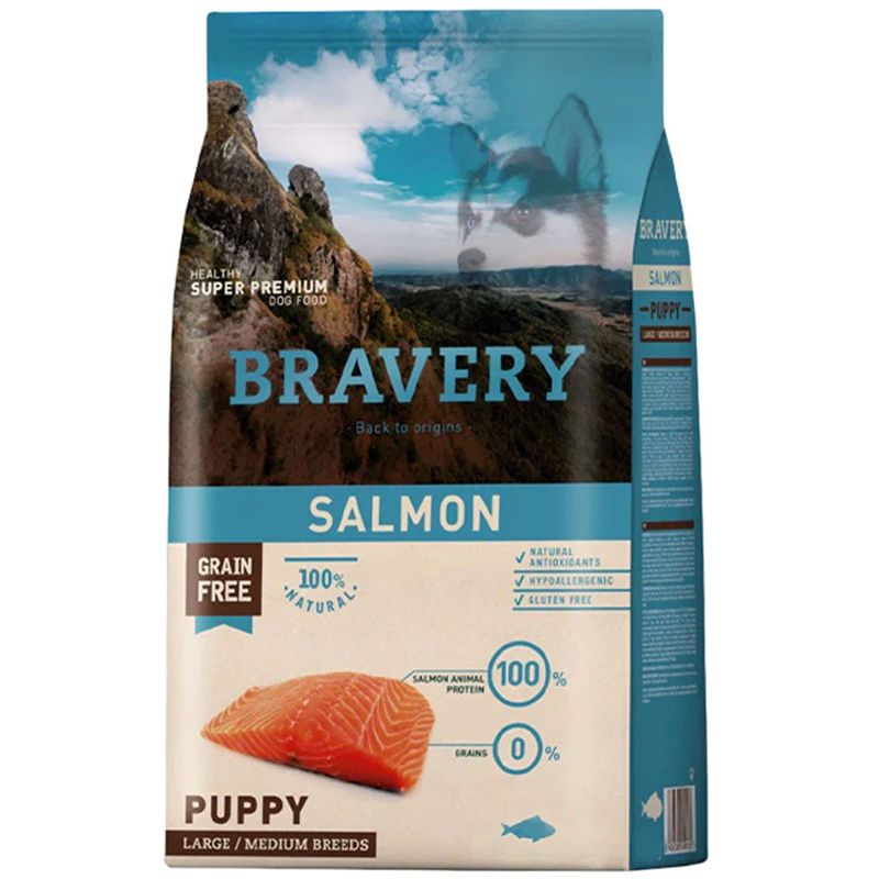 BRAVERY - Alimento Bravery Salmón Puppy Large/medium Breeds 4 Kg