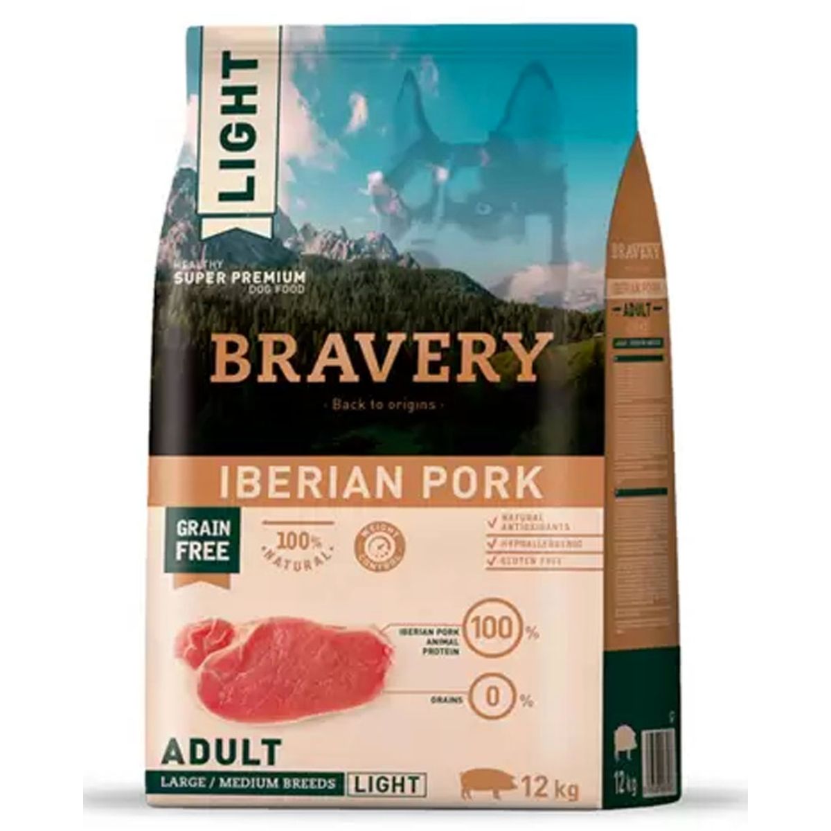 BRAVERY - Alimento Bravery Cerdo Ibérico Light Adulto Large/medium 12