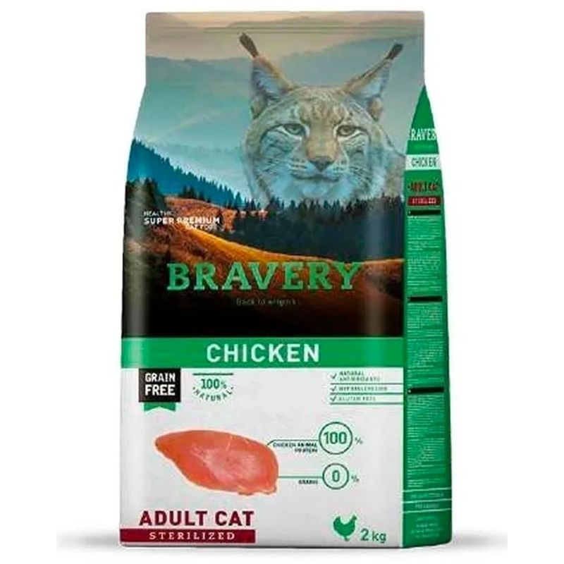 BRAVERY - Bravery Gato Adulto Esterilizado Pollo 2 Kg