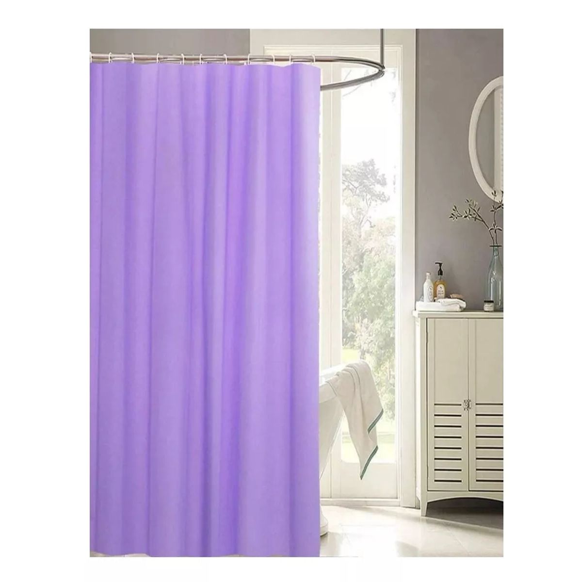 GENERICO - Cortina Ducha Baño 180x180cm Morada Elegante