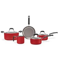 BRINOX - BATERIA DE COCINA 8 PIEZAS EN ALUMINIO SAFFRON 1.2MM ROJO