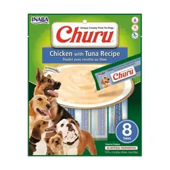 INABA - Ciao Churu Para Perros Sobre 8 Tubitos Sabor Pollo Atún.