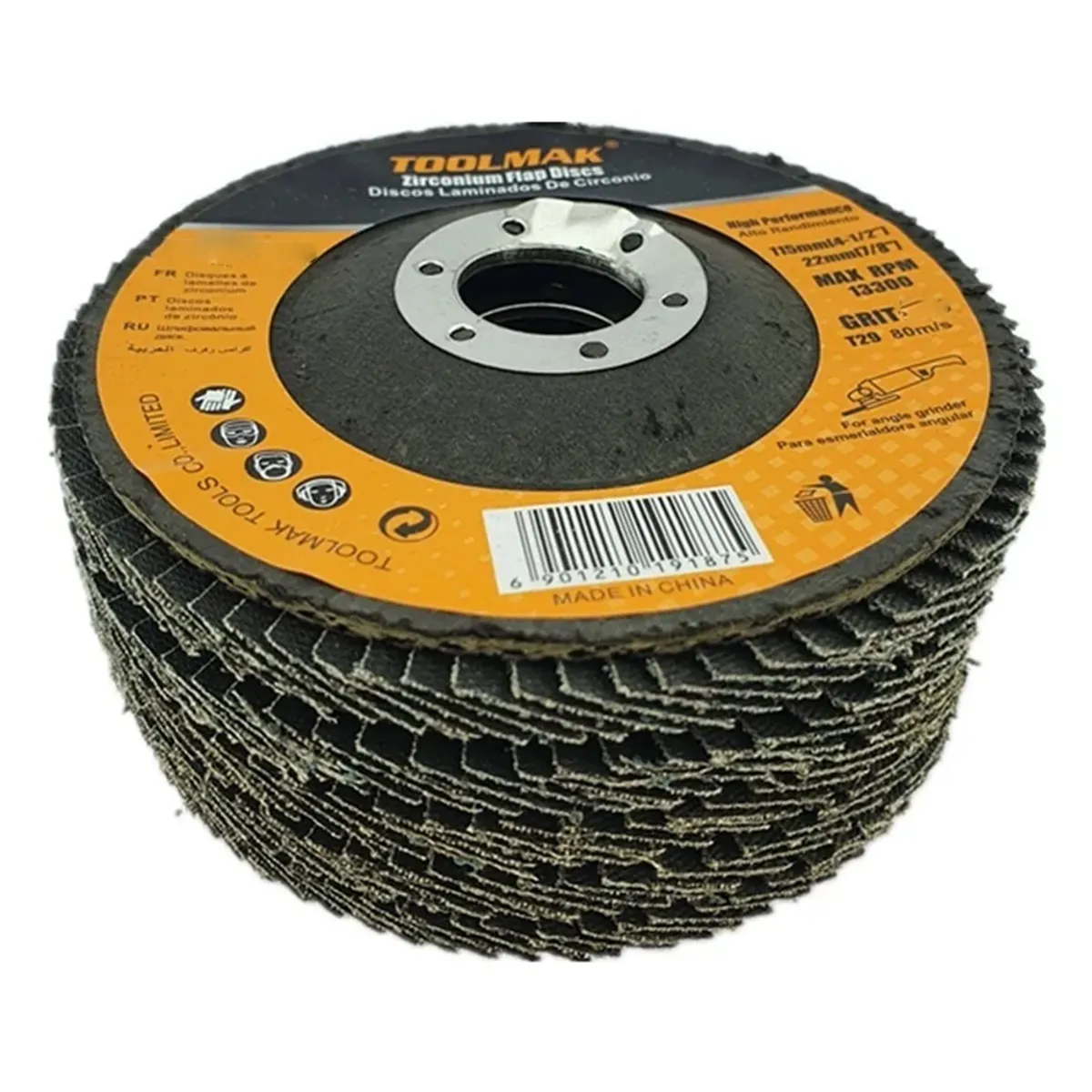 GENERICO - Pack 5 Disco Lijas Pulir Traslapado Laminado Metal (Grano 60) Toolmak