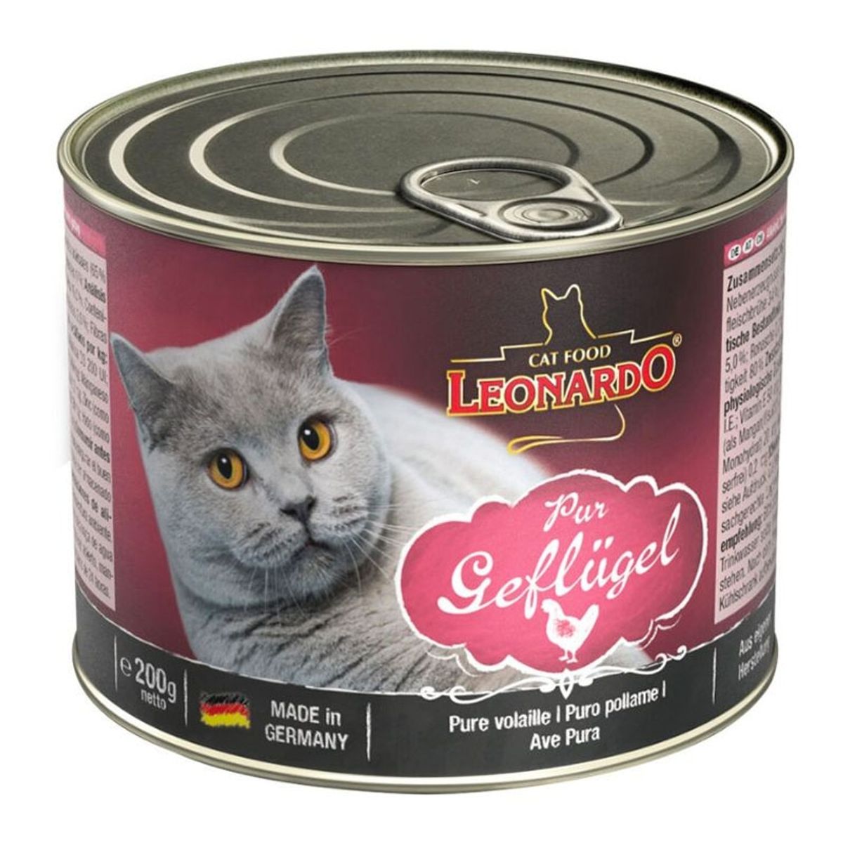 GENERICO - Alimento Leonardo Gato Adulto Sabor Ave En Lata De 200g