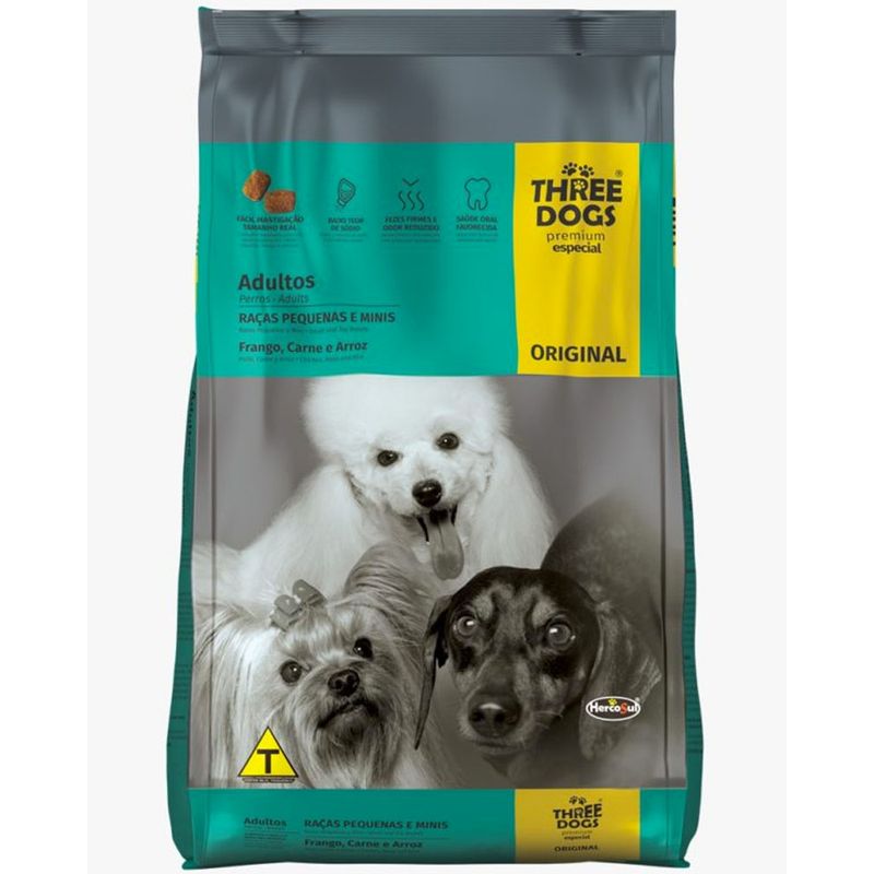 GENERICO - Three Dogs Original Adultos Razas Peqmin 3kg
