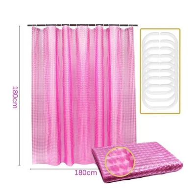 Imagen 2 del producto Cortina Baño Ducha Poliester 180x180 Transparente Rosada