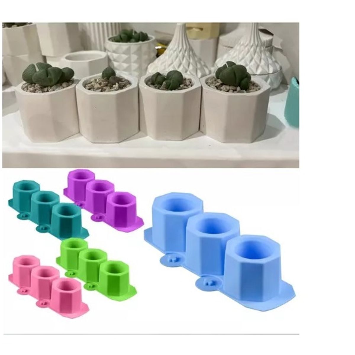 GENERICO - X2 Moldes De Silicona Maceta Molde Para Yeso Molde Para Vela