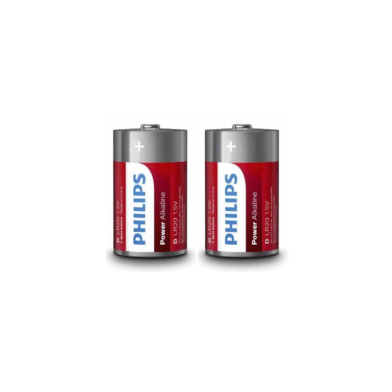 PHILIPS - Pack 2 Pilas Alcalinas D Philips - SC