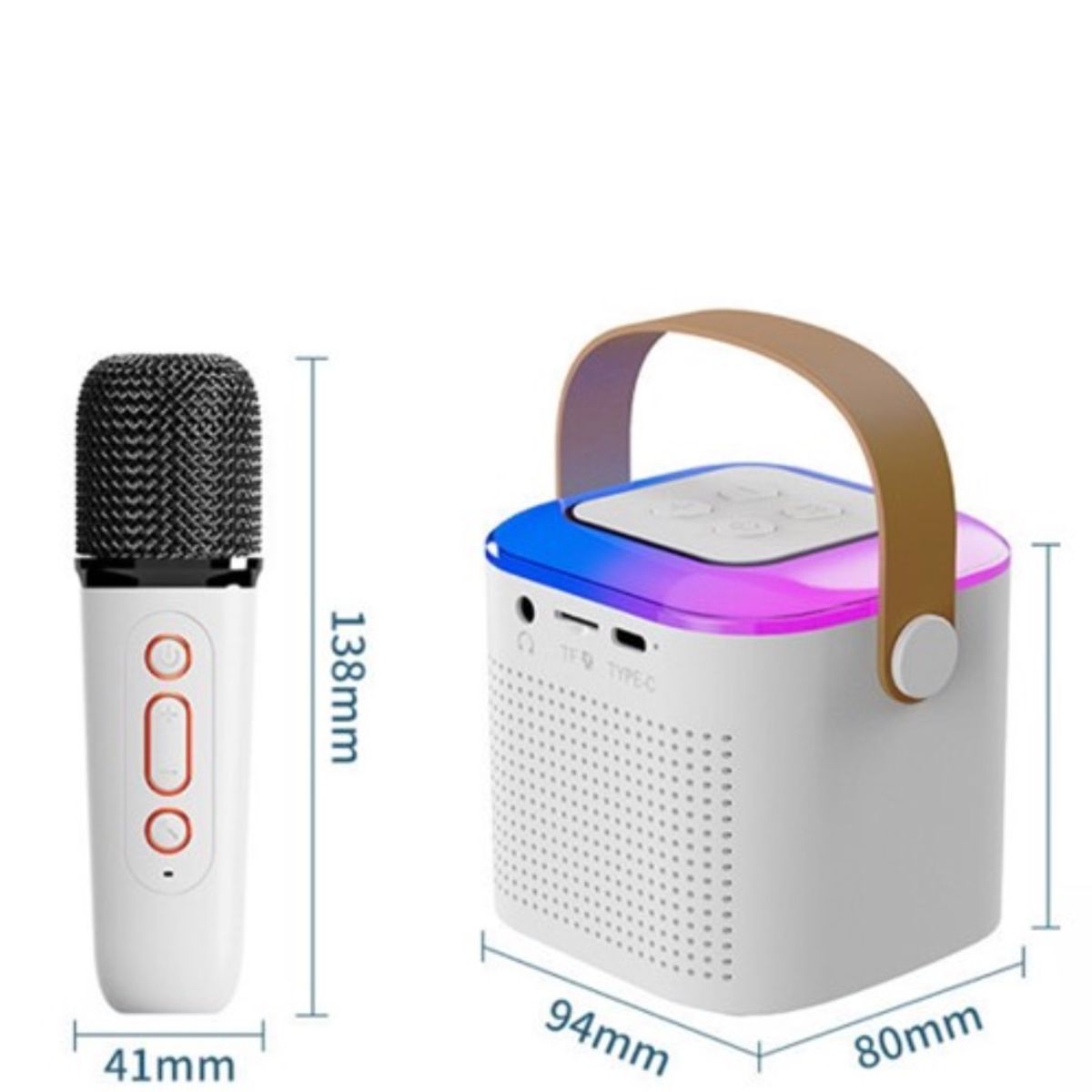 GENERICO - PARLANTE ALTAVOZ CON MICRÓFONO KARAOKE PORTATIL BT - BLANCO