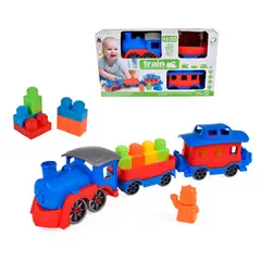 ANSALDO - Tren Preescolar Tres Carros Con Bloques