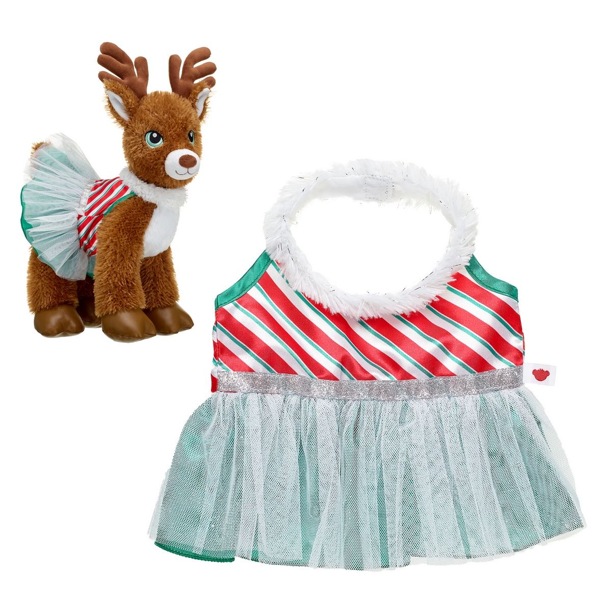 BUILD A BEAR - Vestido navideño Build a Bear con piel Merry Mission