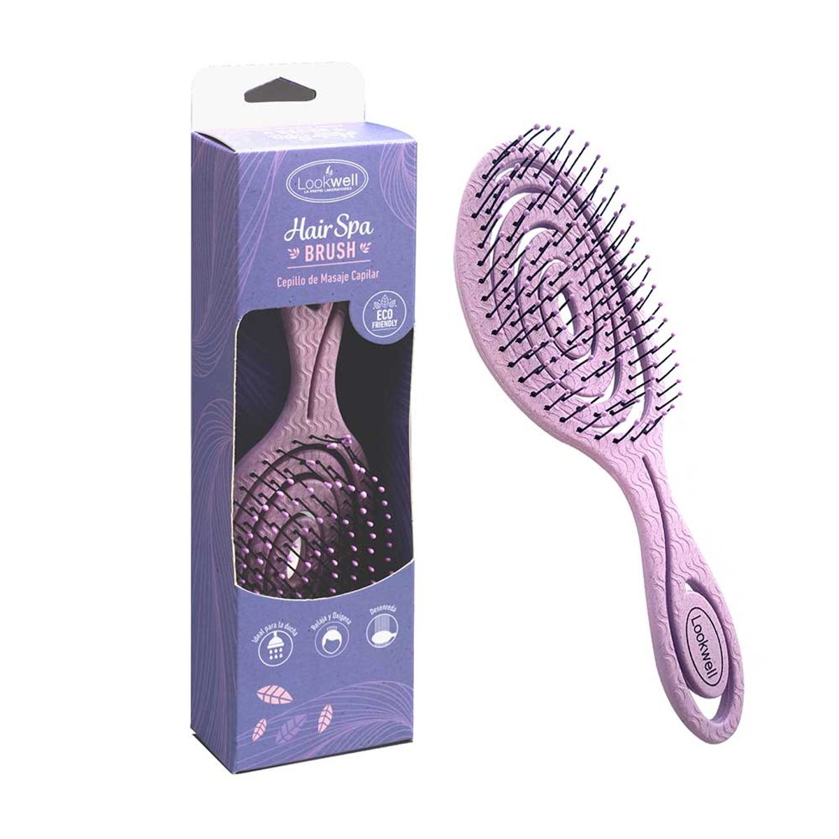 LOOKWELL - CEPILLO DE PELO COLOR FUCSIA MASAJEADOR DESENREDANTE ECOLOGICO