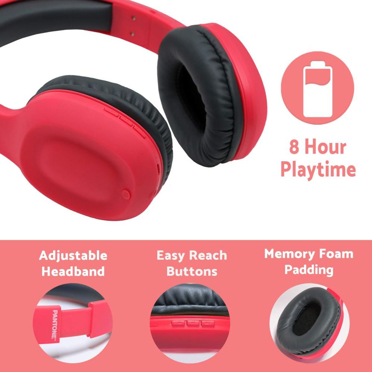 OEM - Audífono Rosado Pantone Bluetooth + Manos Libres + Aux