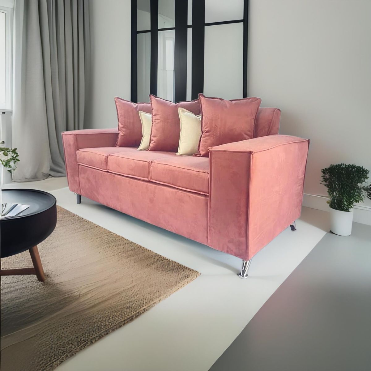 RUZAM MOBEL - SOFA ROSES 3 CUERPOS ROSA FELPA