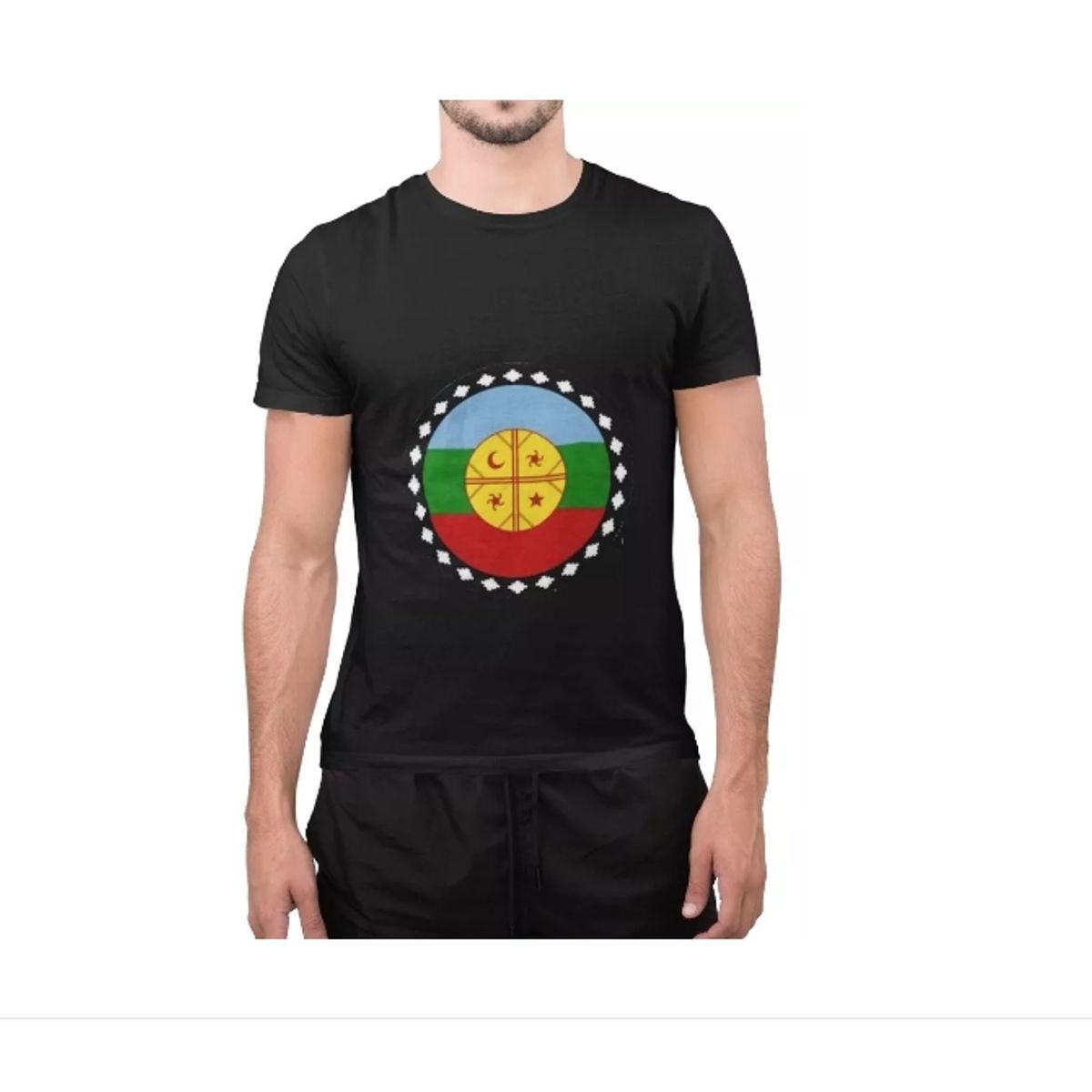 GENERICO - Polera Unisex Mapuche Simbolo Bandera Estampado Algodon