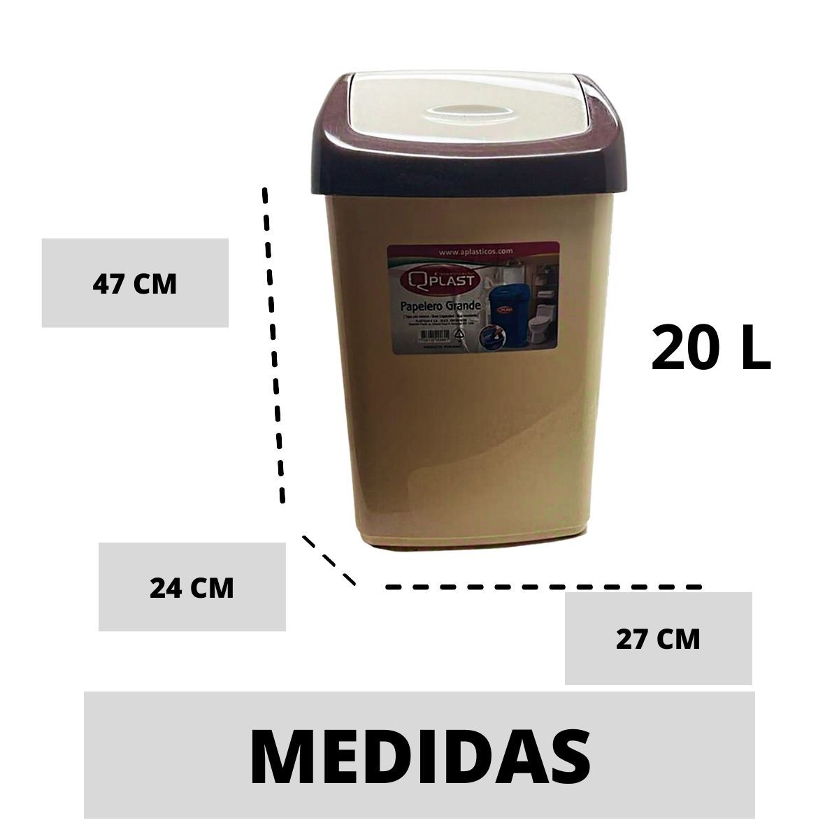 GENERICO - PAPELERO TAPA VAIVEN 20LTS