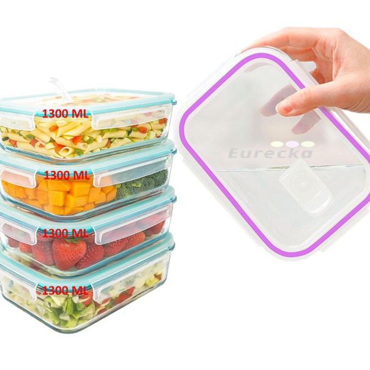 GENERICO - Taper Tupper Hermético Vidrio Comida 1300ml