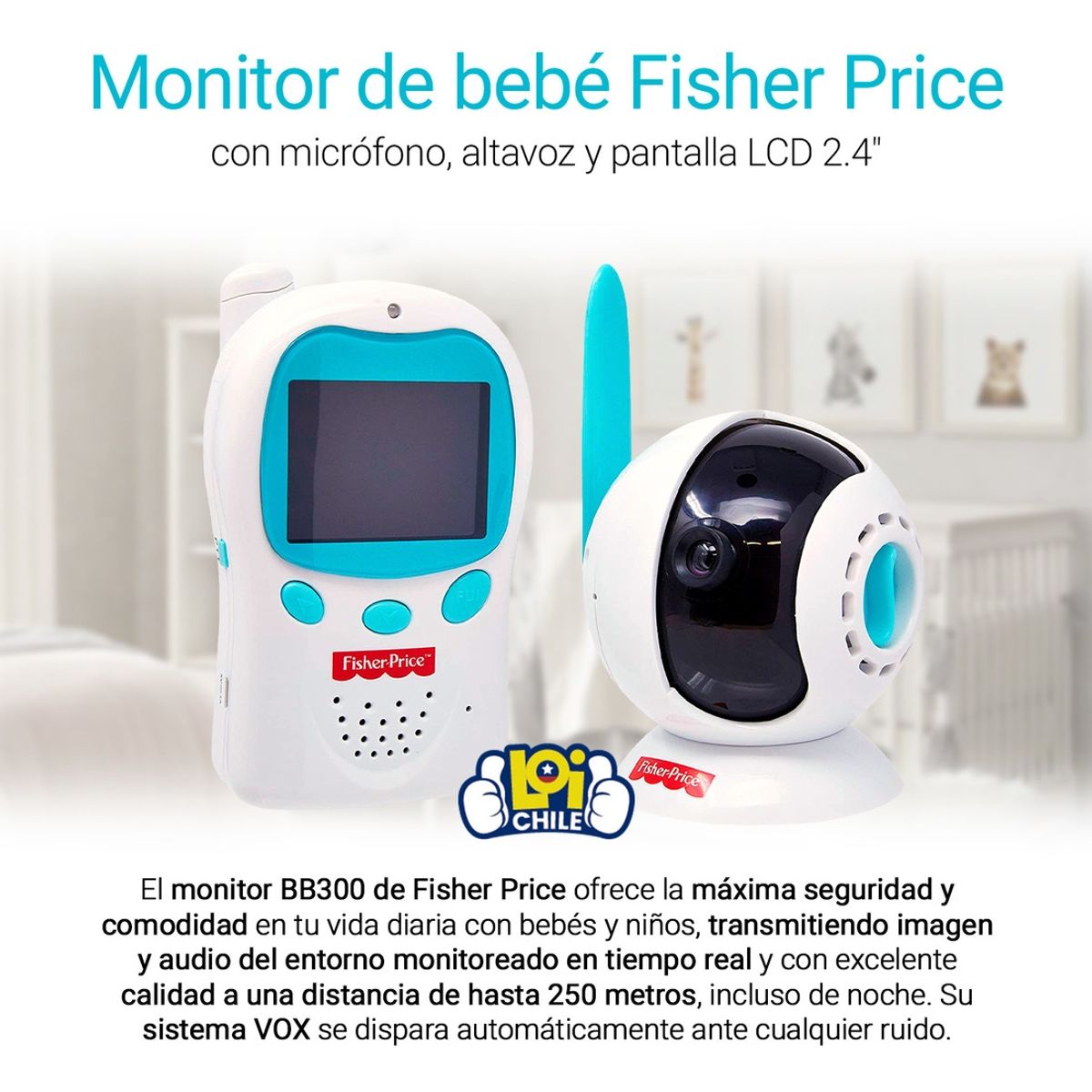 FISHER PRICE - Monitor para Bebé Fisher Price Micrófono Altavoz FISHER PRICE