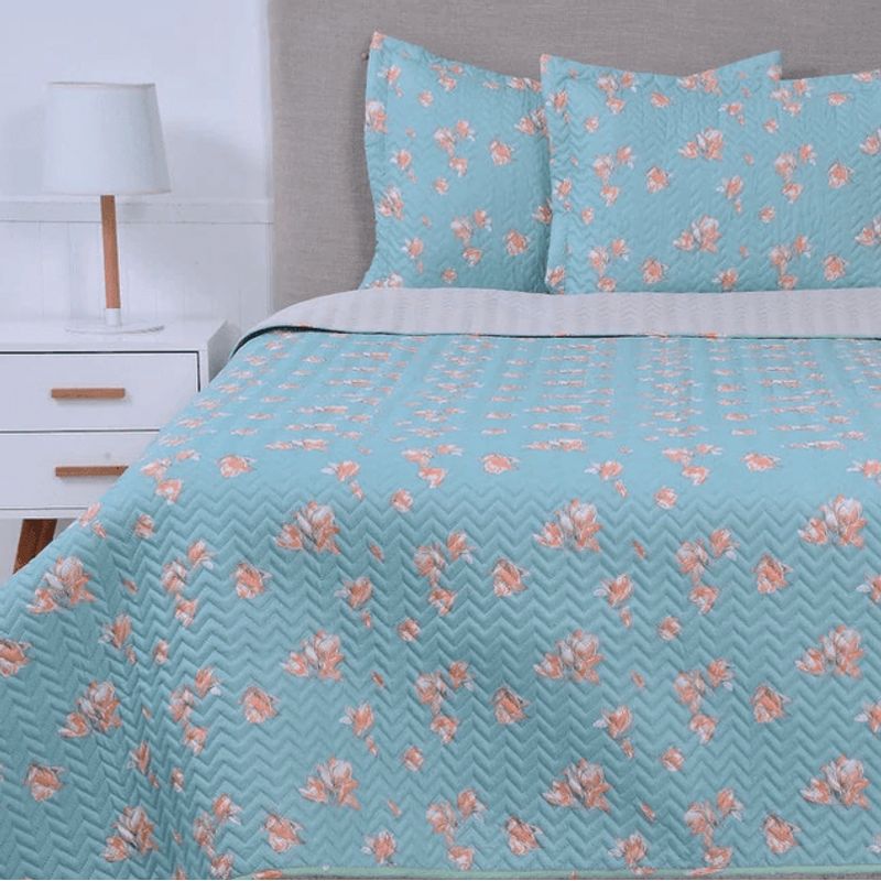 MASHINI - Quilt Microfibra Estampado King Barraquitas