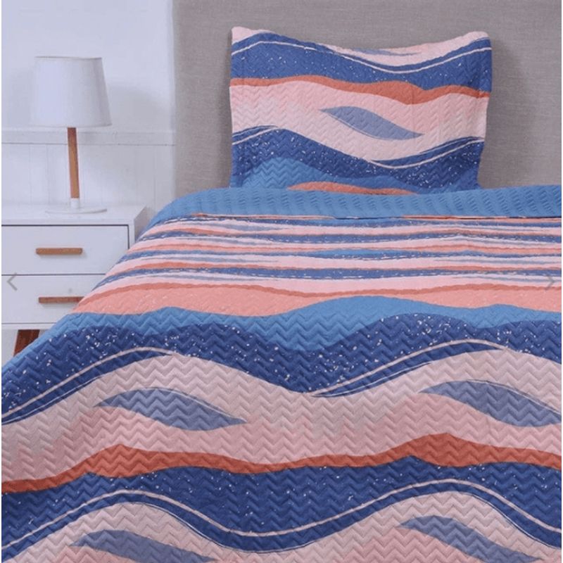 MASHINI - Quilt Microfibra Estampado 1.5 Plazas Aguada.