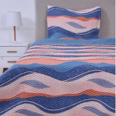 MASHINI - Quilt Microfibra Estampado 1.5 Plazas Aguada