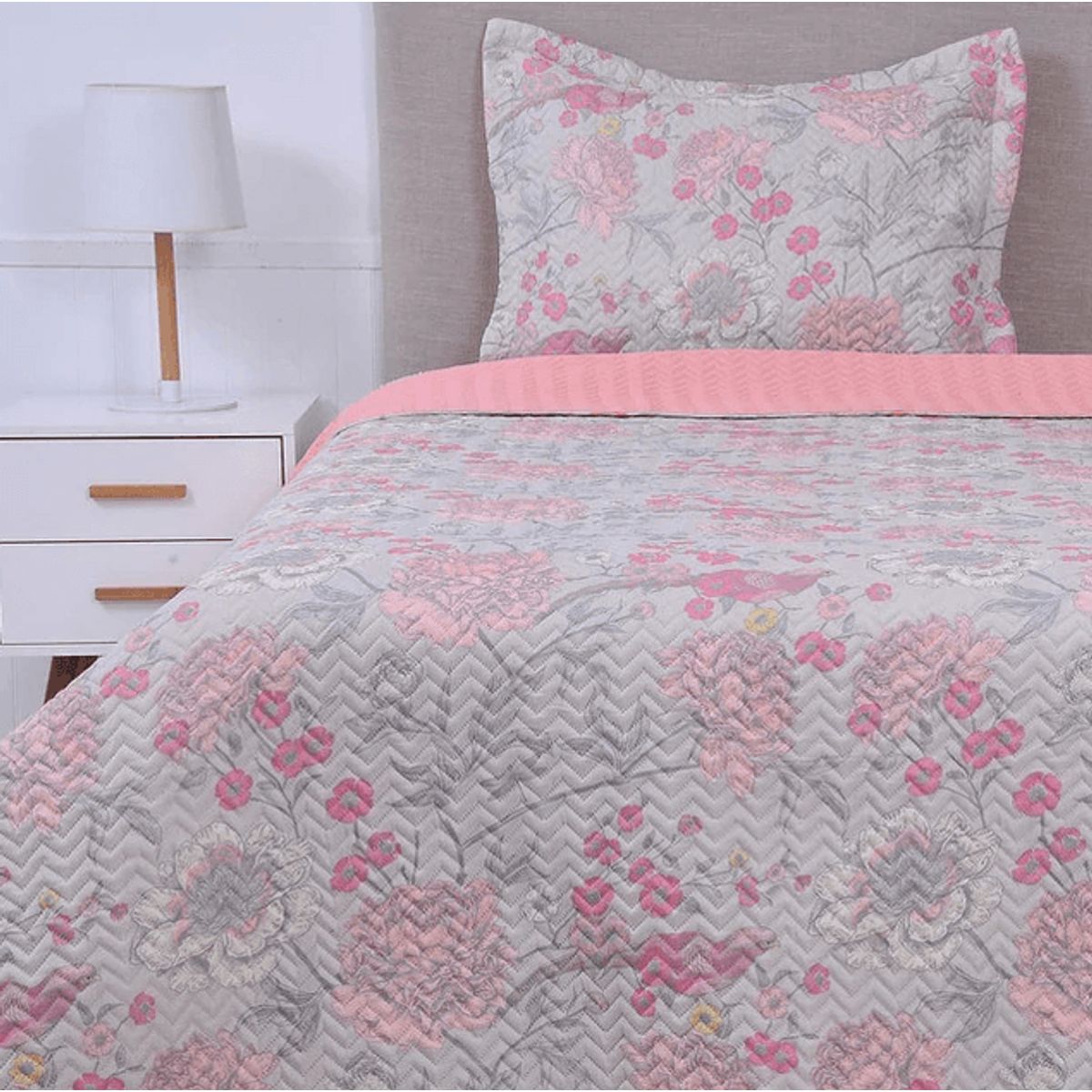 MASHINI - Quilt Microfibra Estampado 1.5 Plazas Hatillo