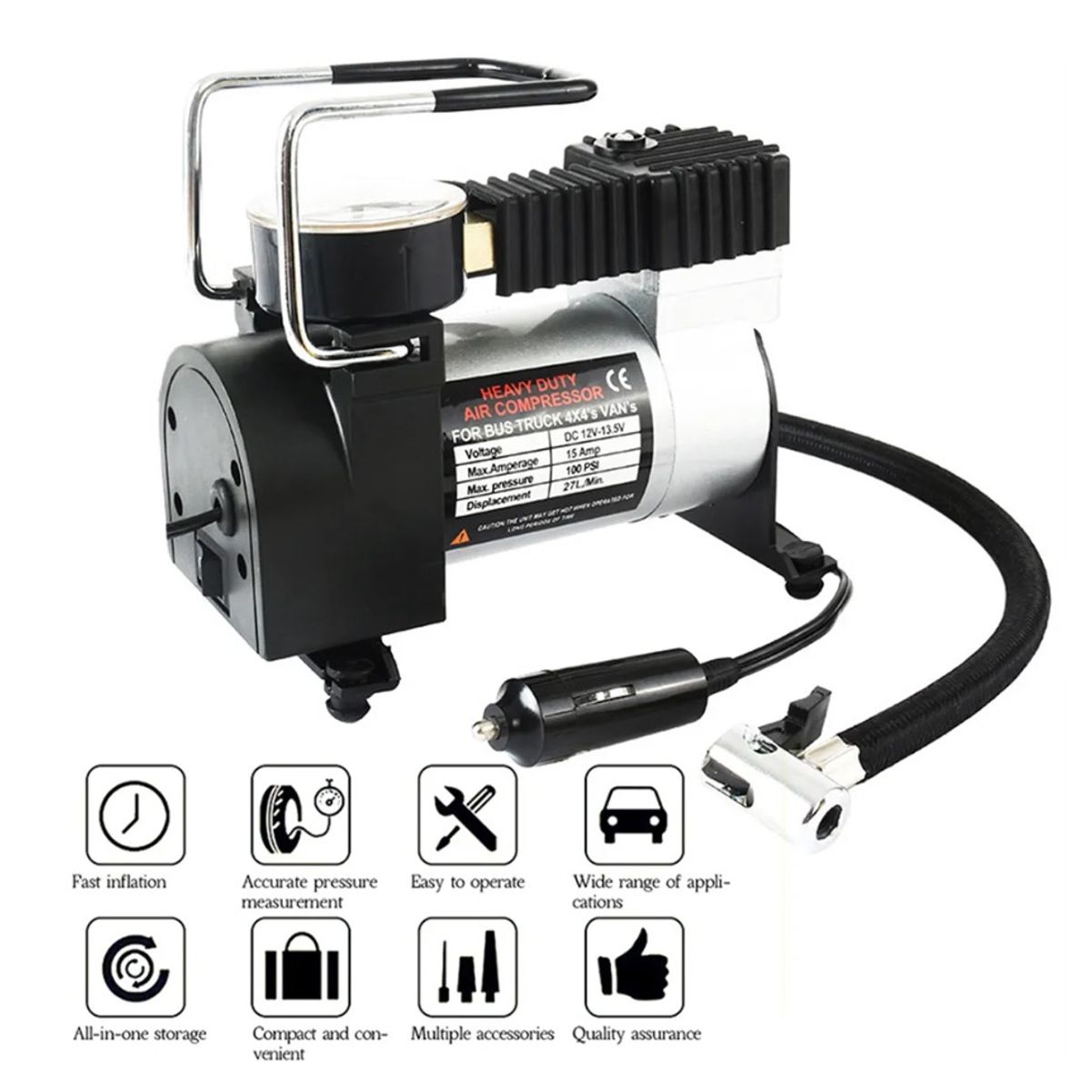 GENERICO - Compresor de aire portátil para coche Doble Cilindro