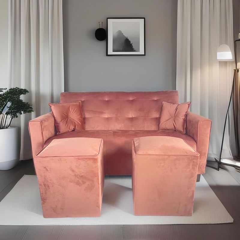 RUZAM MOBEL - SOFA URBANO PALO ROSA FELPA  DOS POUF
