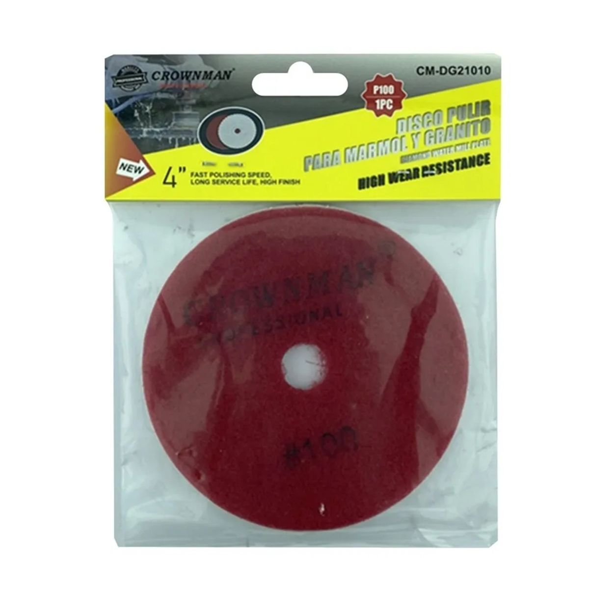 GENERICO - Disco Lija Para Pulir Marmol Granito 4 Pulgadas Crownman grano 100