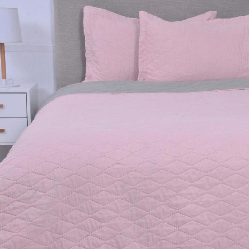 MASHINI - Quilt Bicolor Liso King Gris Coral