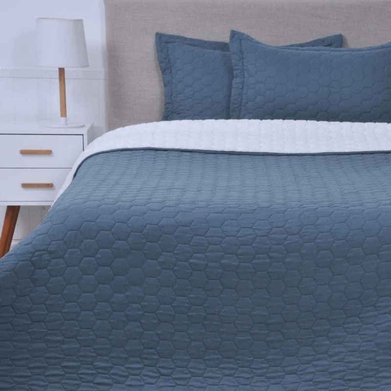 MASHINI - Quilt Sherpa 2 Plazas Liso Azul